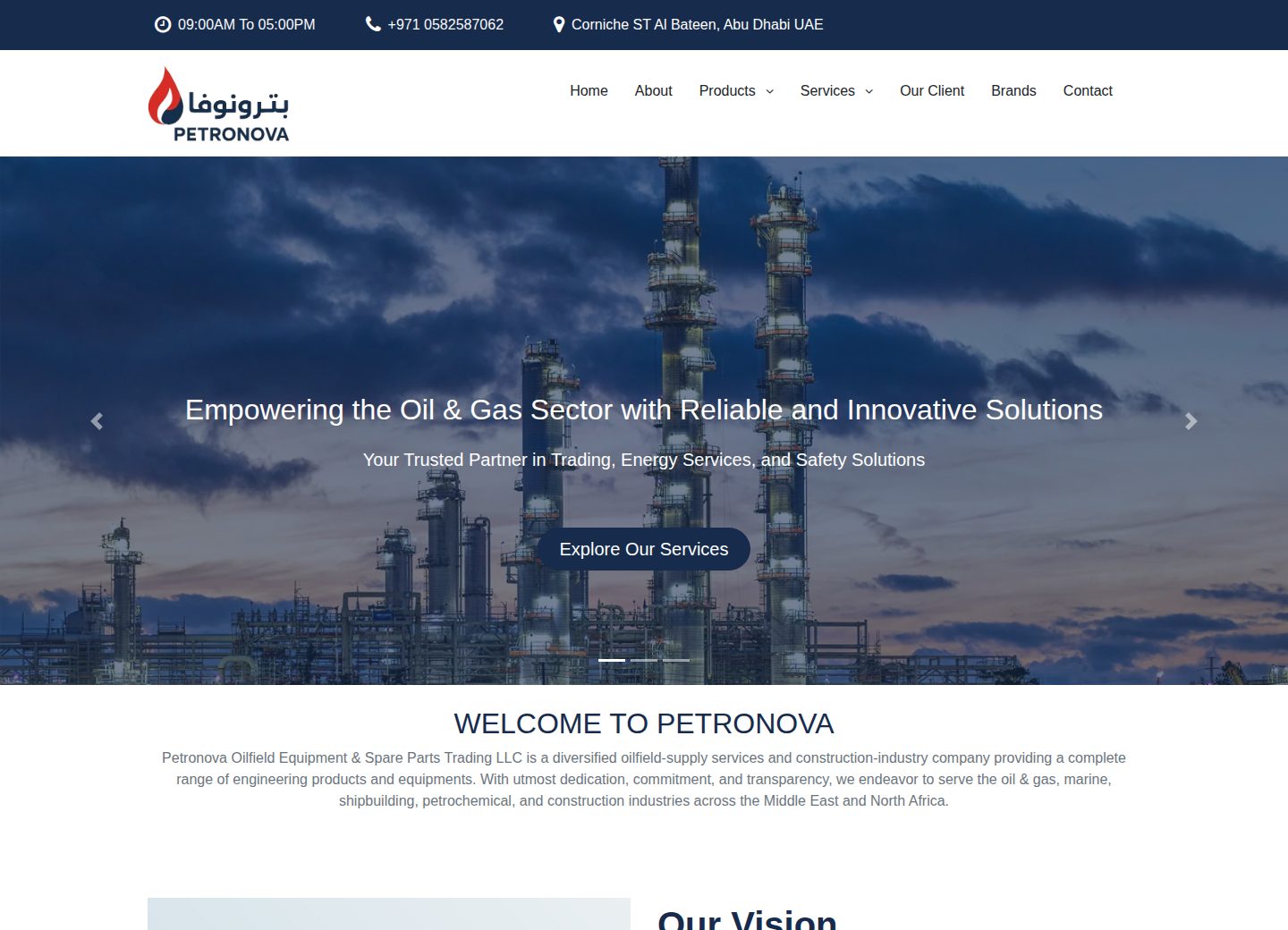 Petronova Trading website with company, product and service information
