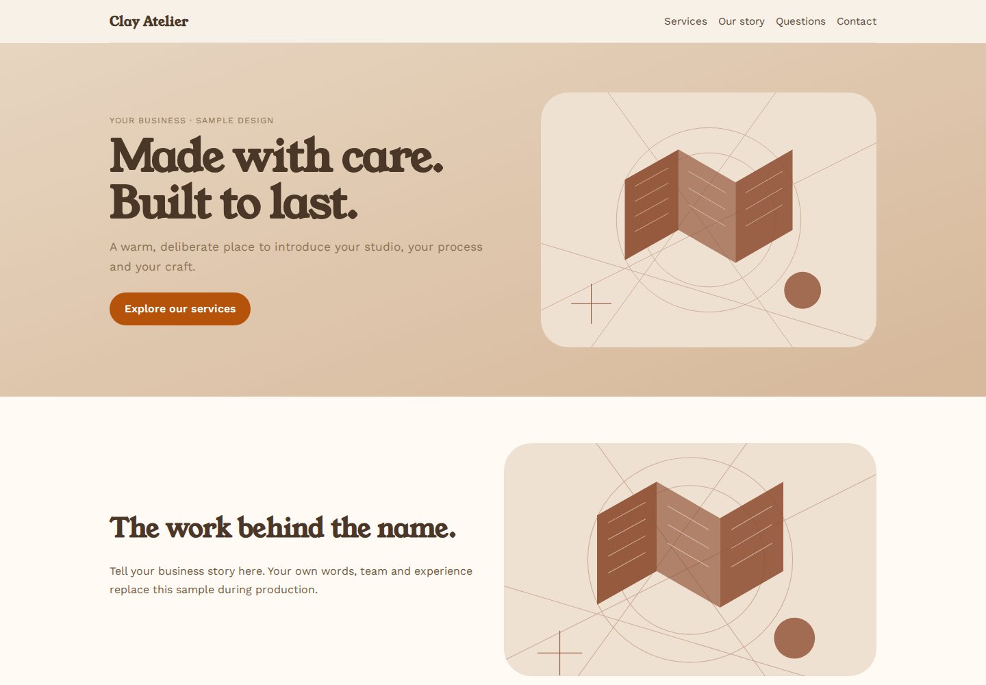 Clay Atelier template homepage