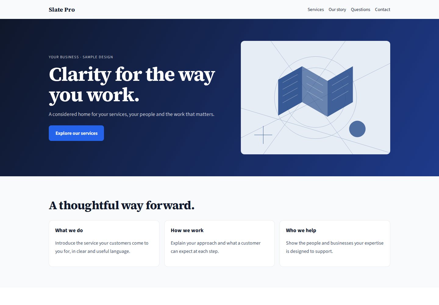 Slate Pro template homepage
